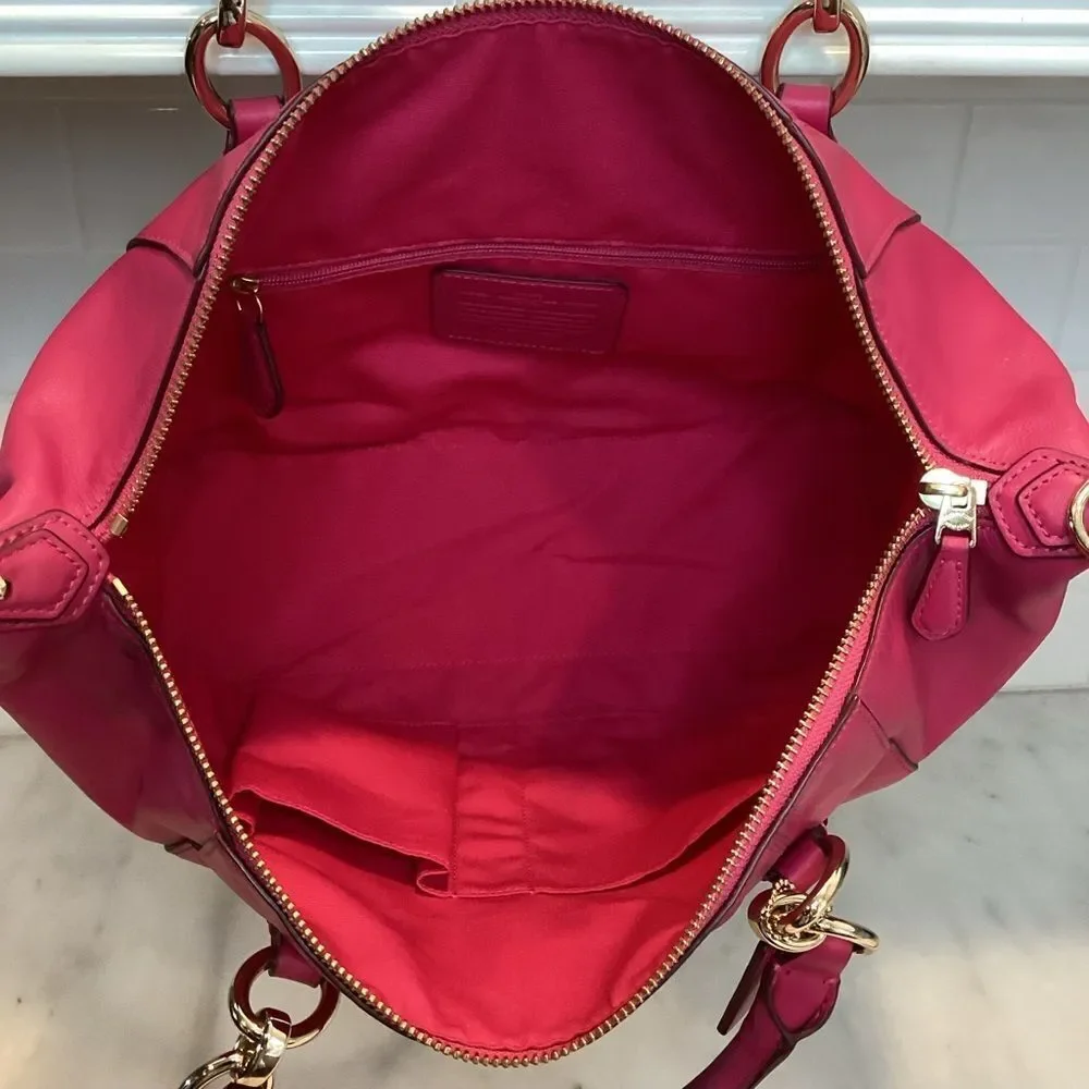 Coach Bag Purse Handbag Colette Leather Carryall Satchel Tote Pocketbook Pink